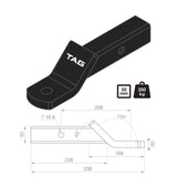 TAG - Tow Ball Mount - 208mm Long, 135° Face, 50mm Square Hitch