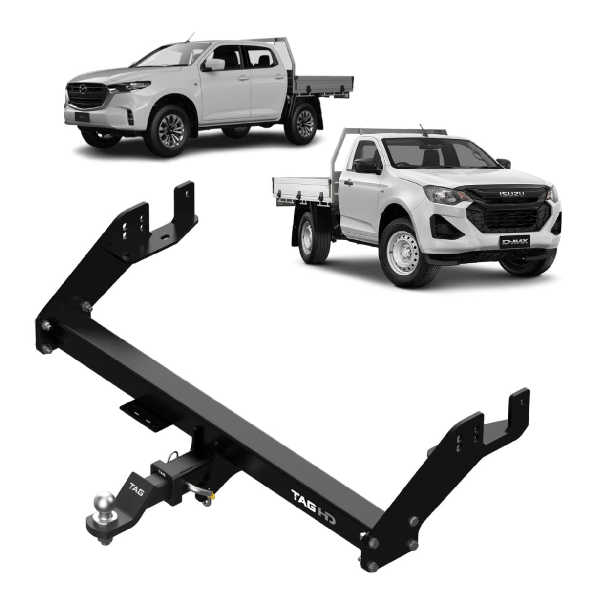 TAG - Mazda BT-50 (2020 - on), Isuzu D-MAX (2020 - on) Ute Extended Towbar & Direct Fit Wiring - Without Bumper Step