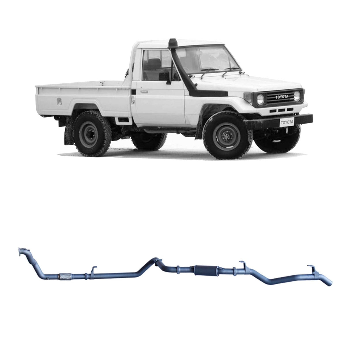 Redback Extreme Duty Exhaust for Toyota Landcruiser 78 Series (01/1990 - 01/2007), Toyota Landcruiser 75 Series (03/1990 - 11/1999) "Pipe & Resonator" SAF