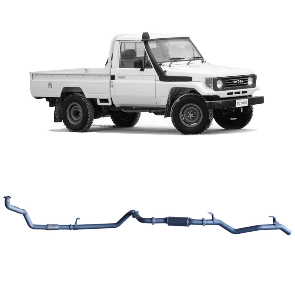 Redback Extreme Duty Exhaust for Toyota Landcruiser 78 Series (01/1990 - 01/2007), Toyota Landcruiser 75 Series (03/1990 - 11/1999) With Resonator