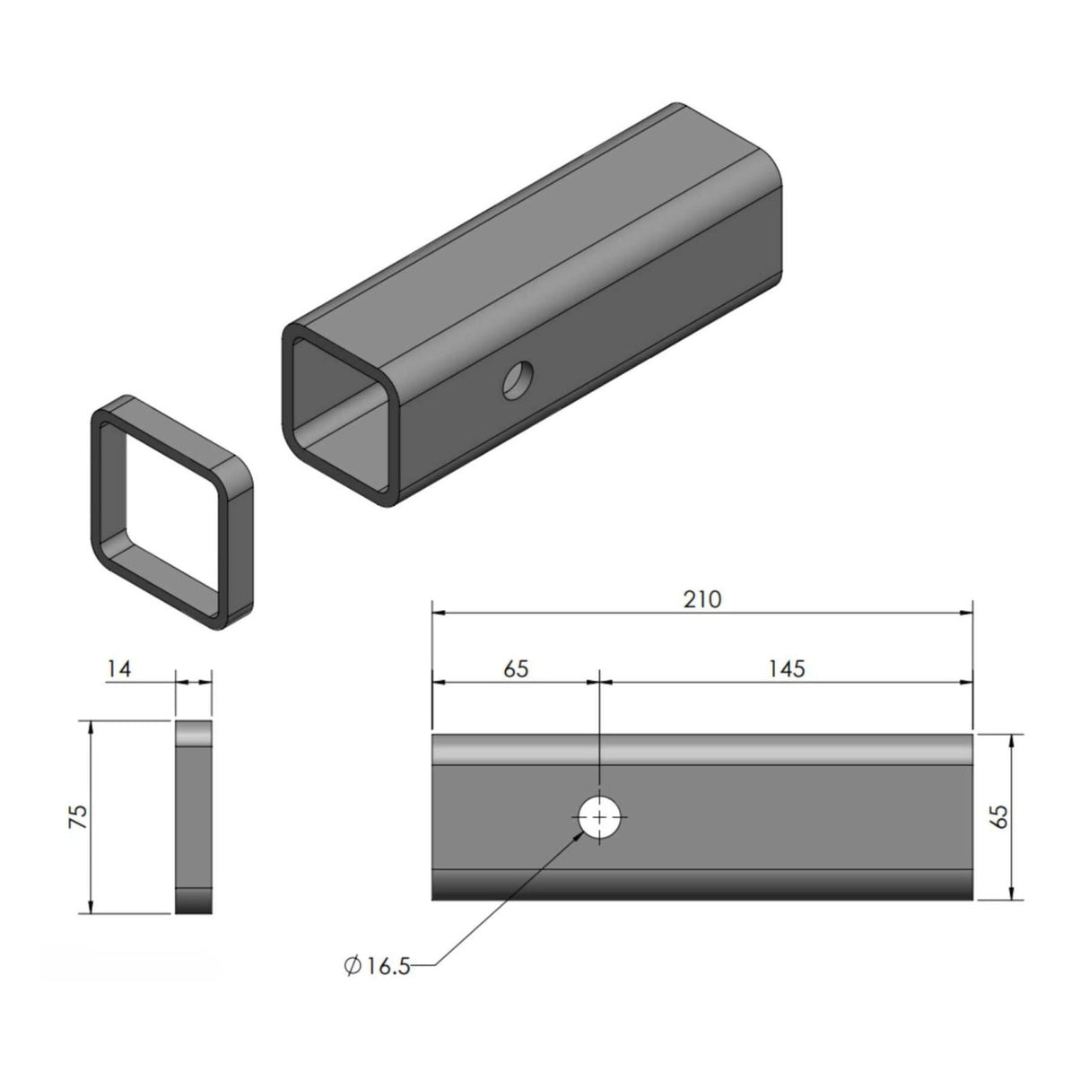 TAG - Class 4 Universal Weld In Towbar Hitch Box 50 x 50mm